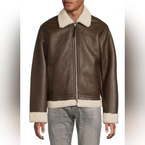 HUDSON Bomber Jacket Faux Shearling Collar Men's Size Small New